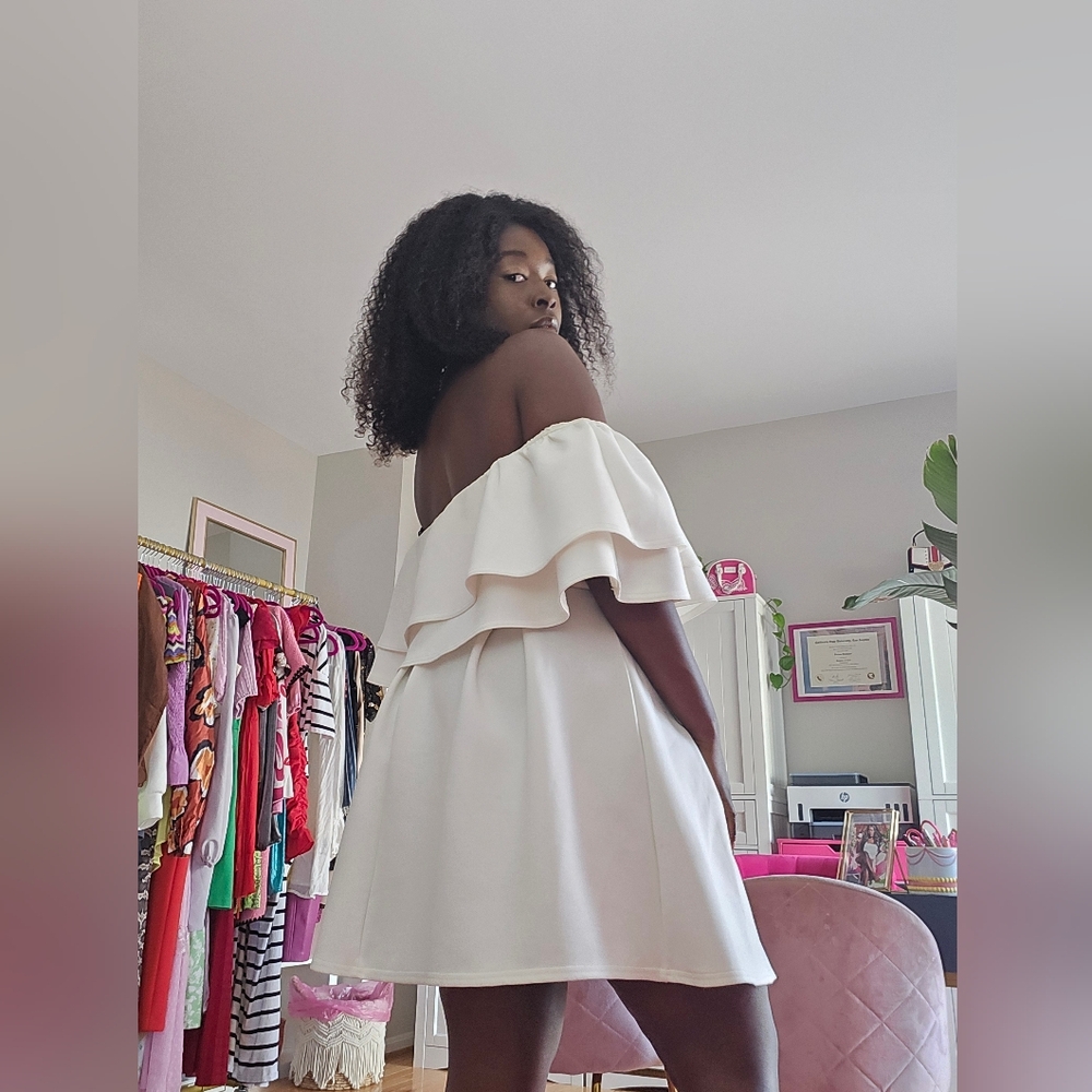 ASOS - Strapless White Ruffle Dress